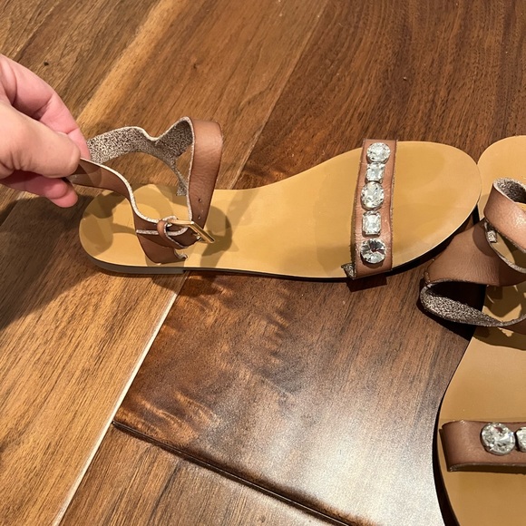 Jcrew tan jeweled sandals size 8.5 - euc - Picture 3 of 4